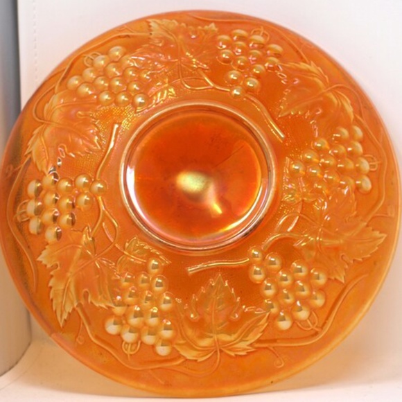 Vintage Imperial Carnival Glass Grape Design Candy Dish, Serving Dish - Picture 3 of 9